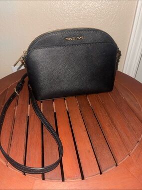 Michael Kors Black Saffiano Dome Crossbody Bag